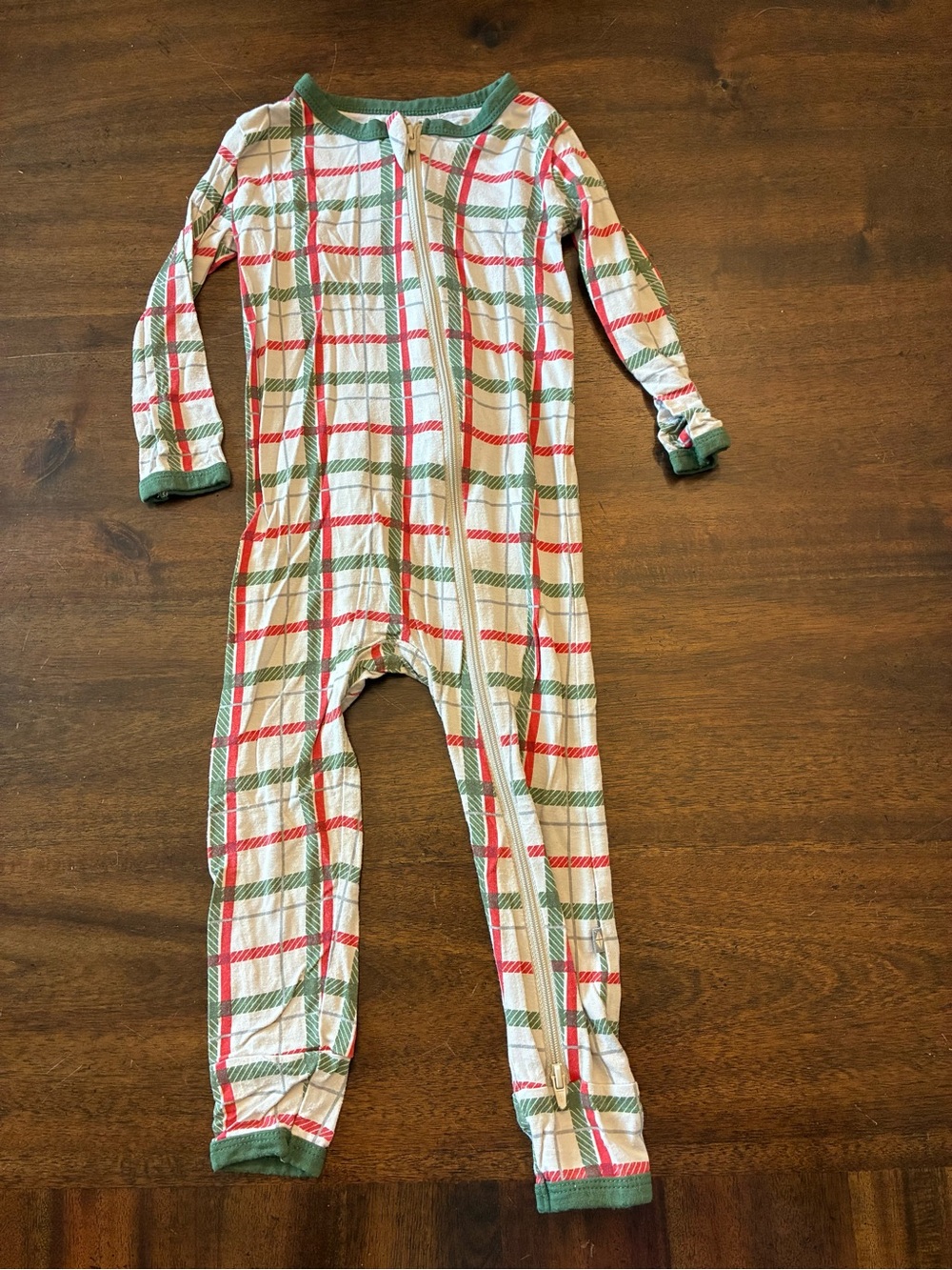 Kyte Baby Zippered Romper Hunter Plaid 2T Pajamas Green Bamboo Minor Wash Wear